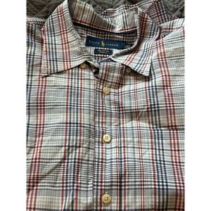 Ralph Lauren Plaid Button Down Shirt Stretch Cotton Casual Mens Size L